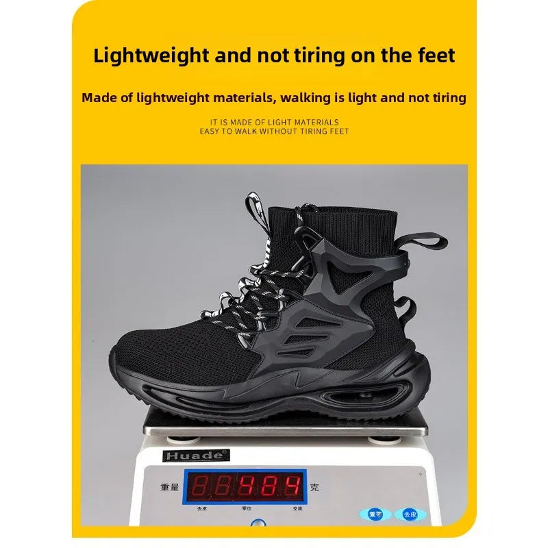 Tall Men's Anti Smashing and Anti Piercing Steel Toe Protective Safety Shoes Lightweight and Breathable Wear Resistant Durable