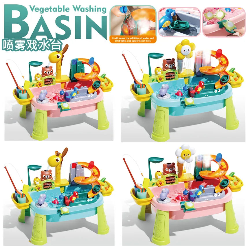 Juguetes de cocina para niños, eléctricos, divertidos, juego de agua, lavabo, pesca, lavavajillas, juego de rol para el hogar, juguete de educación temprana para bebés