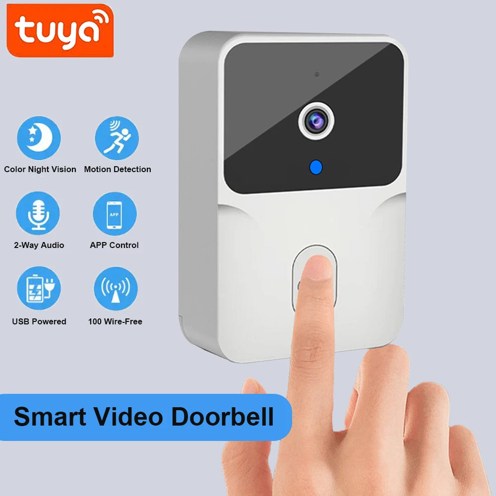 Timbre de puerta con vídeo WiFi Tuya, cámara HD inalámbrica, alarma IR, seguridad inteligente para el hogar, timbre de puerta WiFi, intercomunicador para el hogar