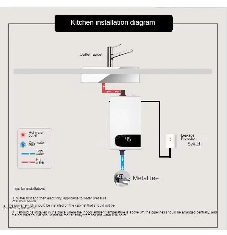 Calentador de agua eléctrico instantáneo con función de memoria, conversión de frecuencia y temperatura constante. 220 V, 4500 W.