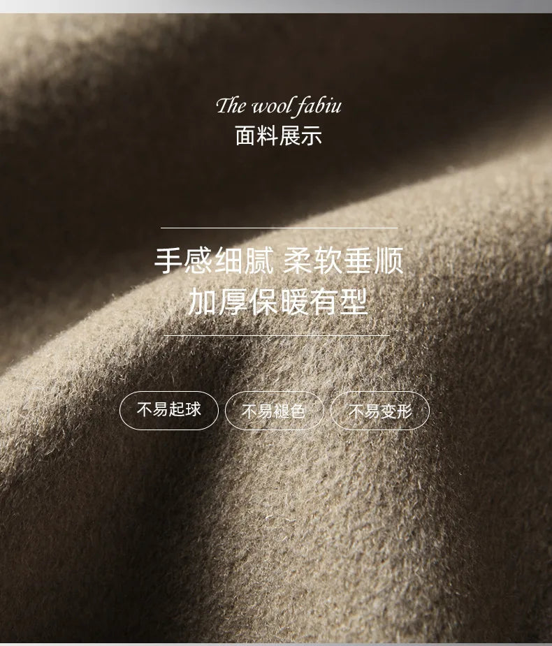 Brand Top Quality Double-Sided Woolen Men's Coat Autumn Winter Business Casual 71.8% Wool Male Medium Long Hommnre Coat