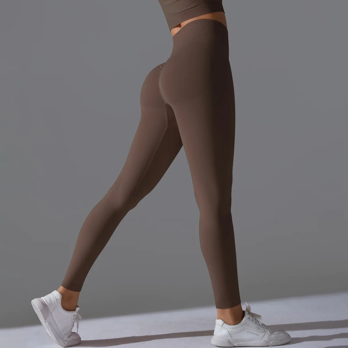Leggings deportivos de yoga para mujer, sin costuras, cintura alta, elásticos, color sólido, para gimnasio, correr, secado rápido, realce y efecto moldeador.