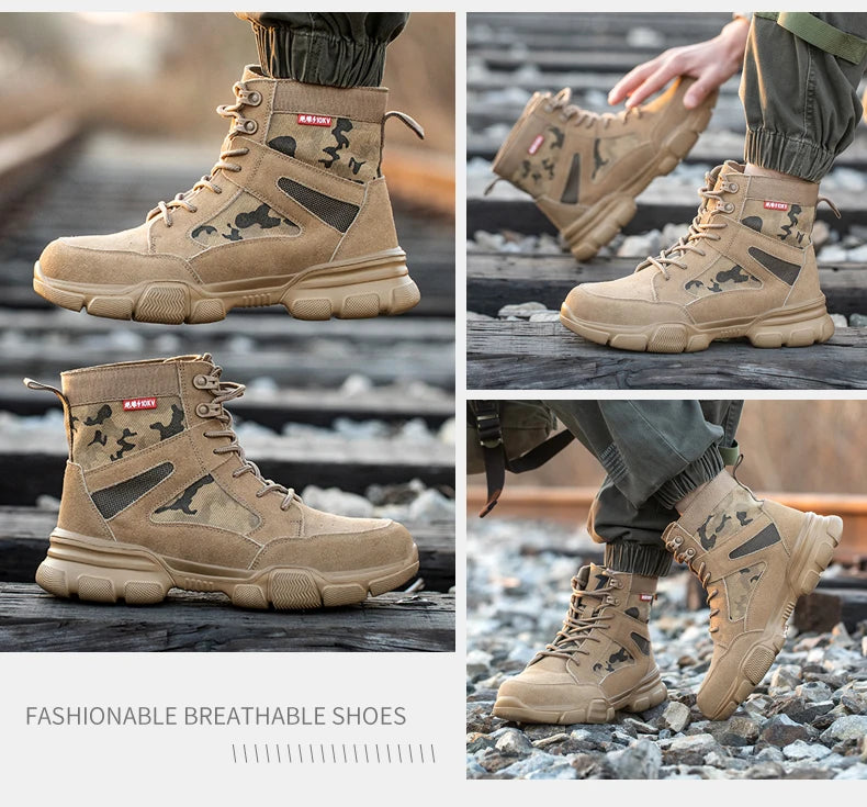 Zapatillas indestructibles, zapatos de seguridad con puntera de acero, resistentes a perforaciones, botas tácticas