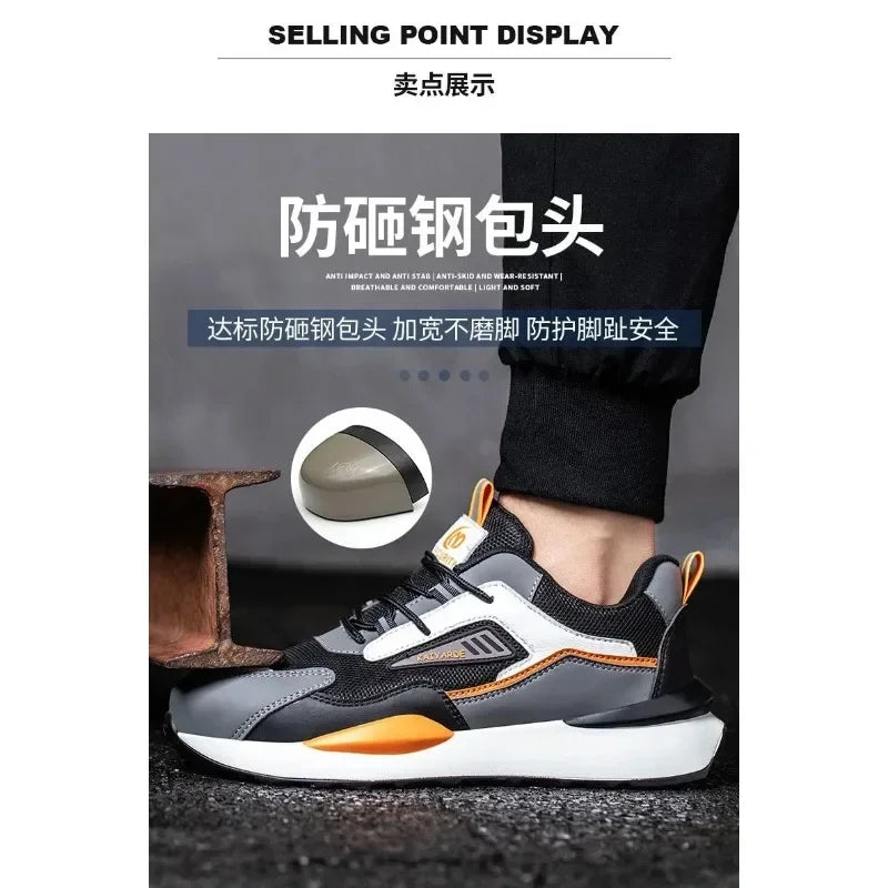 Zapatos de trabajo para hombre nuevos, con punta de acero, antigolpes y antipuñalamientos, transpirables y antideslizantes.