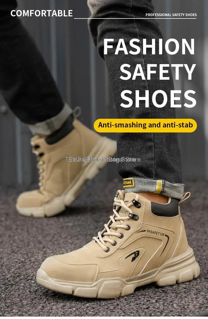 Botas de seguridad protectoras, zapatos de seguridad laboral, botas de seguridad de invierno para hombre, zapatos de trabajo antiperforación, botas de trabajo con punta de acero, indestructibles.