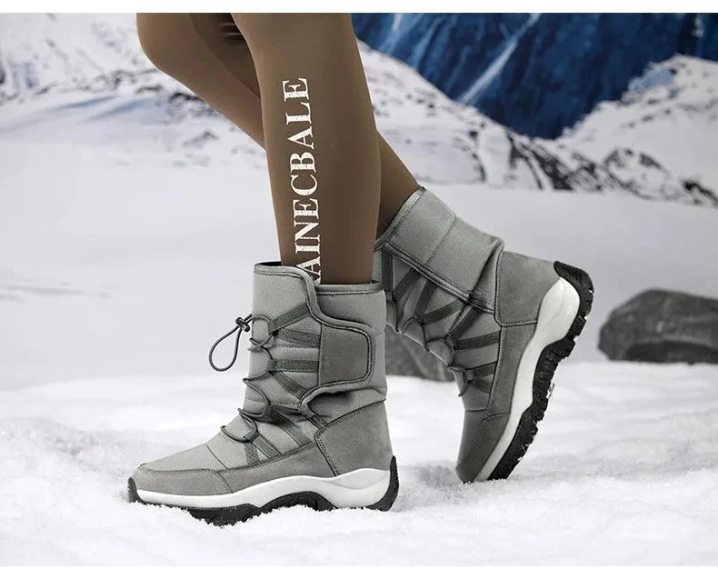 Nuevas botas de nieve cálidas de felpa para hombre, botas altas de invierno para hombre, botas de moto impermeables de invierno, botas de senderismo antideslizantes para exteriores para hombre.