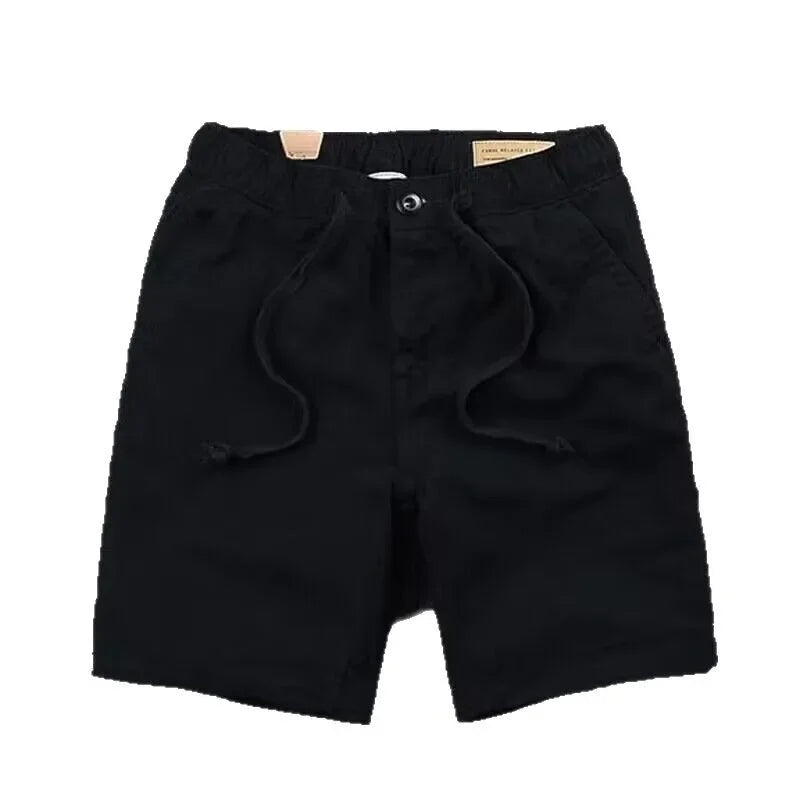 Pantalones cortos informales de trabajo para hombre, de verano, modernos, holgados, de pierna recta, de cinco cuartos, elásticos y lavados.