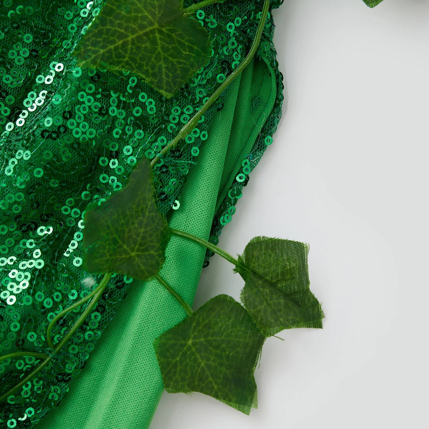 Women's Sexy Halloween Costume Deluxe Green Sequin Ivy Maxi Dress 3 Piece Poisonous Villain Cosplay Costume Set