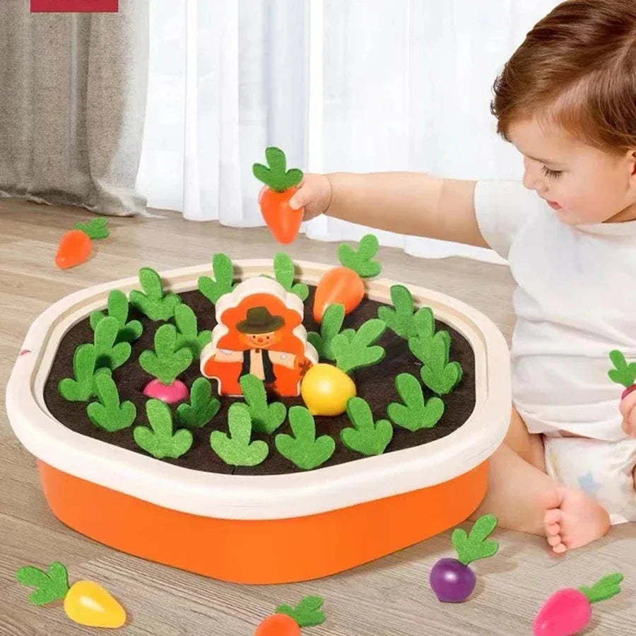 Juguetes Montessori para bebés, juguetes educativos para niños pequeños, juguetes de formas coloridas, juego de zanahorias para tirar, juguetes de conteo y descubrimiento para niños que aprenden.