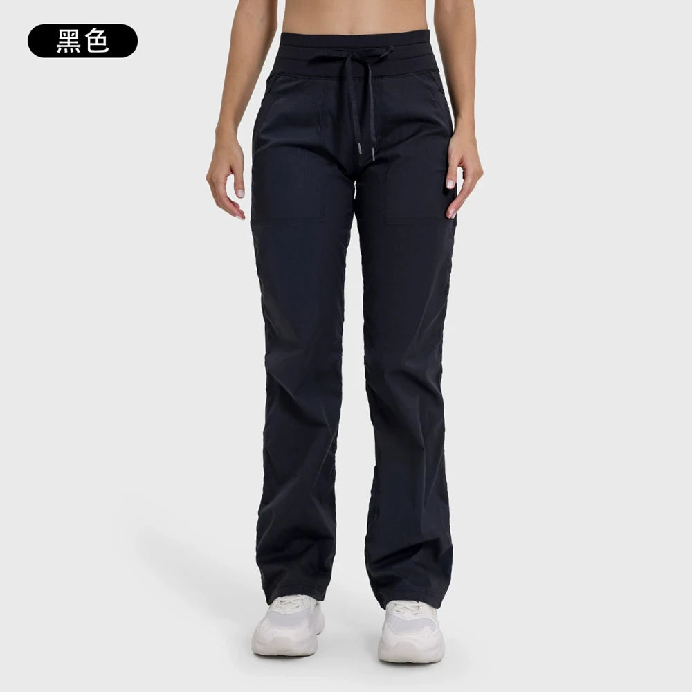 Women Quick Drying Sports Pants Breathable Running Fitness High Waisted Loose Style Wide Leg Casual Yoga Pants Full Length 2025