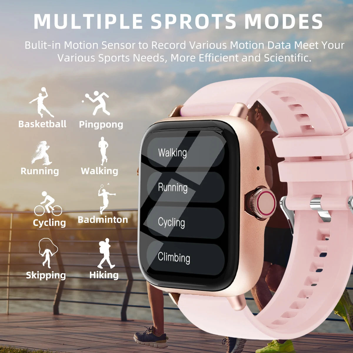 Reloj inteligente deportivo para hombre y mujer, resistente al agua, de 1,83 pulgadas, con función de respuesta a llamadas, podómetro, alertas de información y sueño.