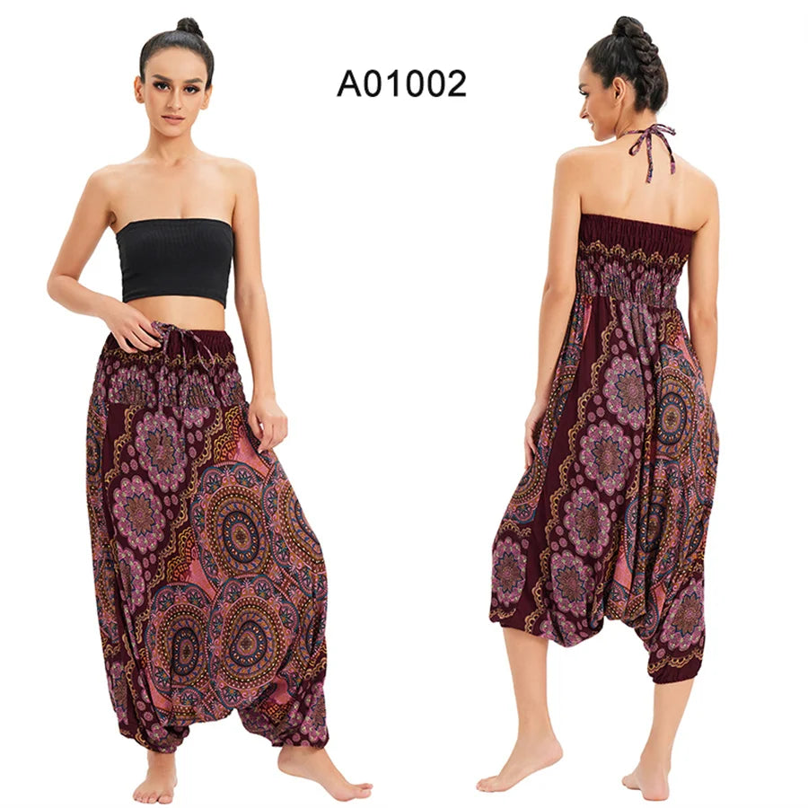 Bohemian Pants Women Pantalones Mujer Hippie High Waist Rayon Harem Baggy Boho Yoga Beach Wear Pour Femme Calca Feminina Printed