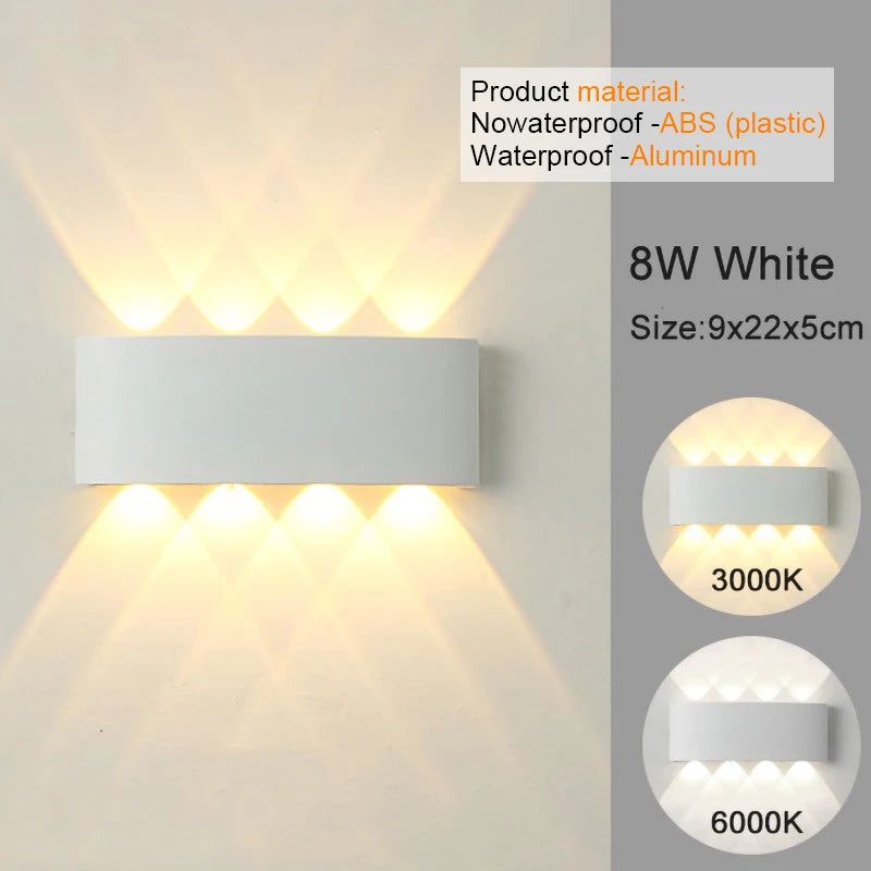 Apliques de pared LED modernos para interiores y exteriores, luces blancas de montaje en pared para sala de estar, pasillo, dormitorio, decoración