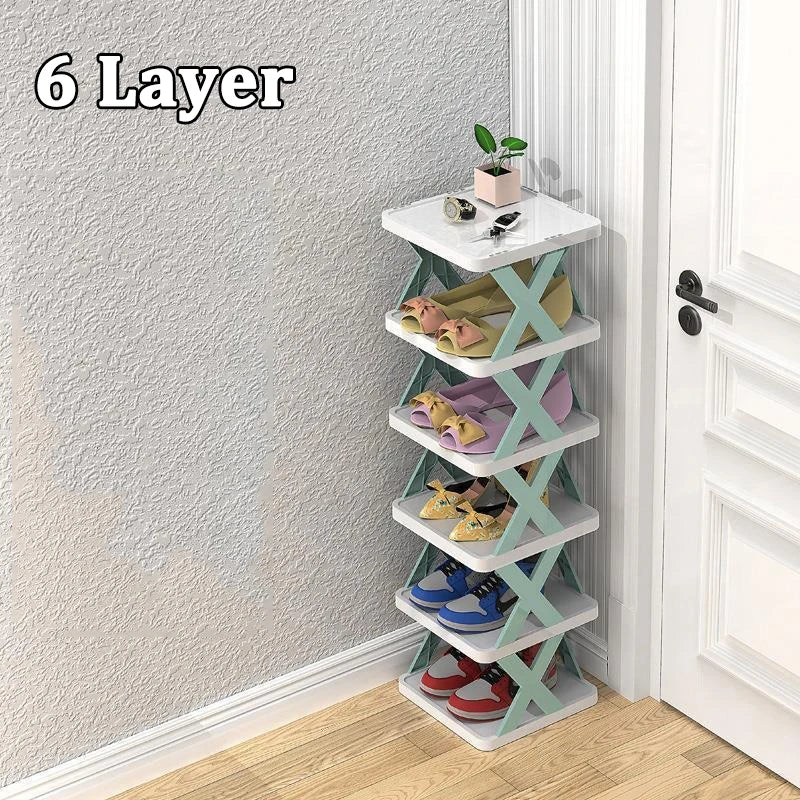 Zapatero organizador de almacenamiento, zapatero desmontable, ahorra espacio en el hogar, estante para zapatos simple de varias capas, gabinete de color