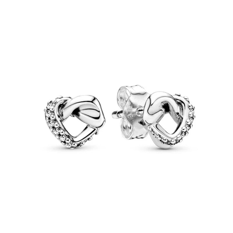 Pendientes de plata 925 con forma de corazón infinito y lazo brillante, originales, para mujer, regalo, joyería fina, 2025
