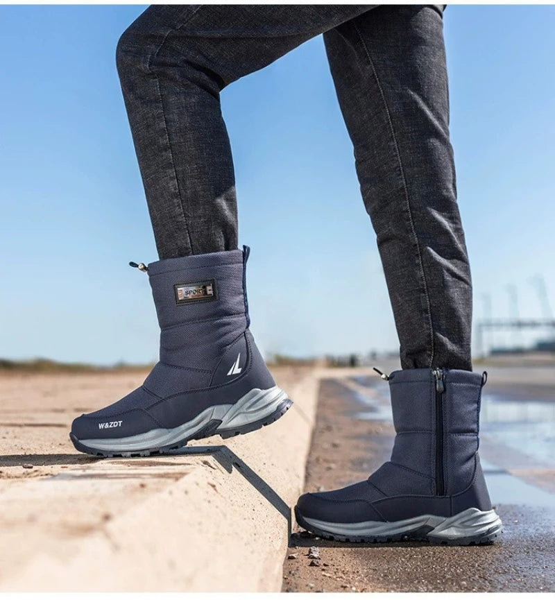 Botas de nieve altas antideslizantes para hombre, para deportes al aire libre, estilo noreste, gruesas, cálidas e informales, de algodón, con terciopelo impermeable.