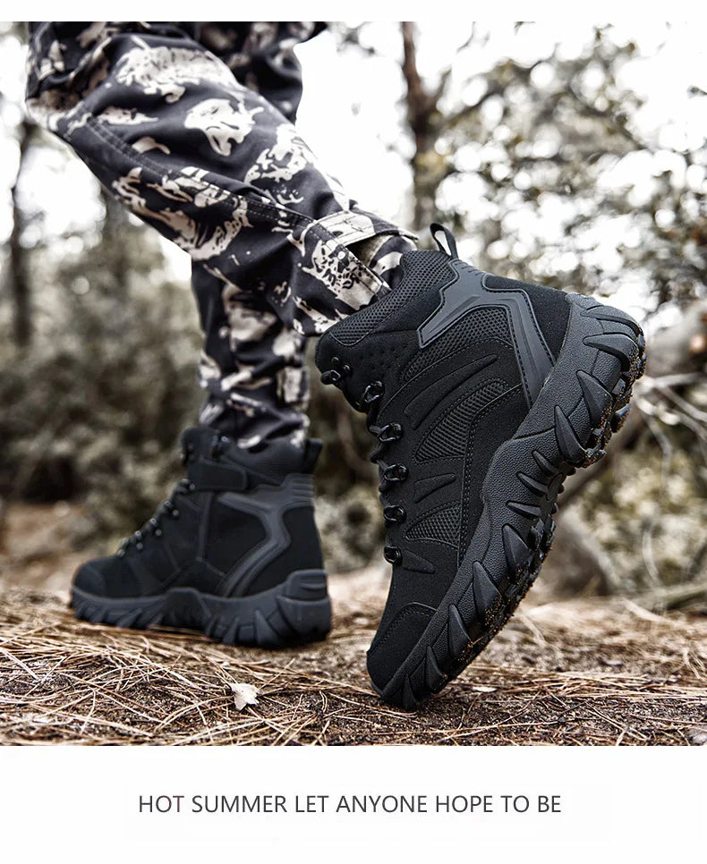 Upgraded Tactics Combat Training Boots Male Outdoors Camping Anti-wear Rapid Response Hiking Shoes Fishing Hunting Sneakers Men