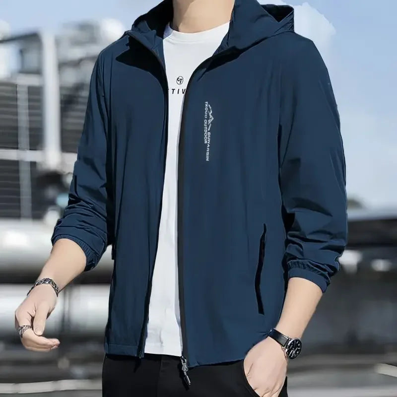 Chaqueta de verano para exteriores con protección solar UPF50 para hombre (2024), estilo nuevo, holgada, de seda helada, ultrafina.