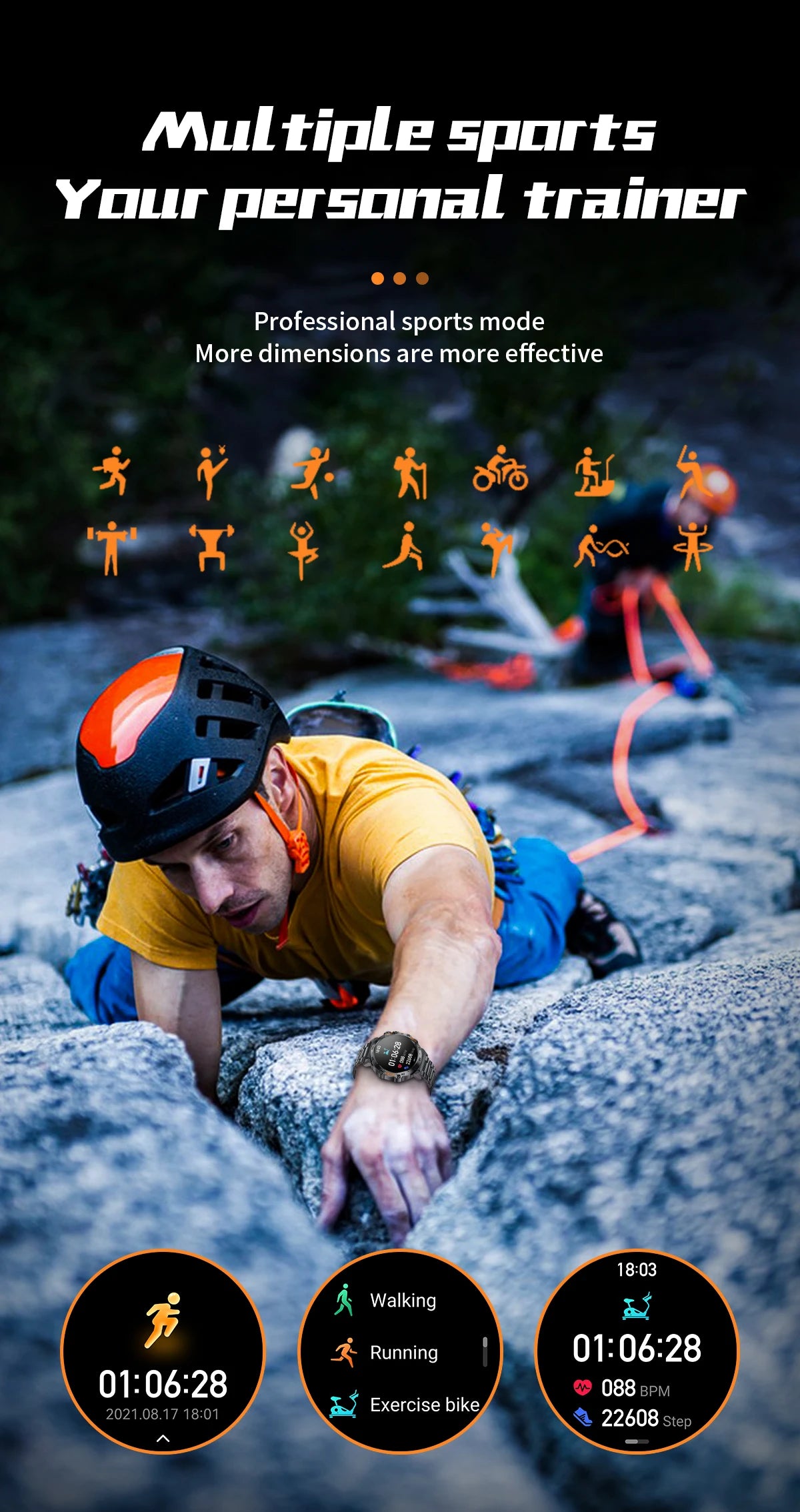 Nuevo reloj inteligente militar para hombre, pantalla AMOLED HD de 360*360, resistente al agua, con linterna LED, deportivo, para Android e iOS.