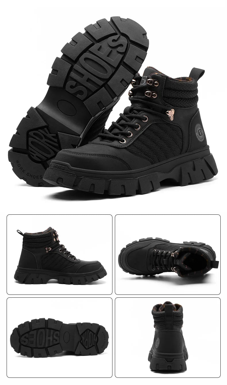 Zapatos de seguridad con puntera de acero para hombre, botas de trabajo indestructibles, zapatos de seguridad ligeros, zapatillas protectoras para caminar, antiaplastamiento y antipinchazos.