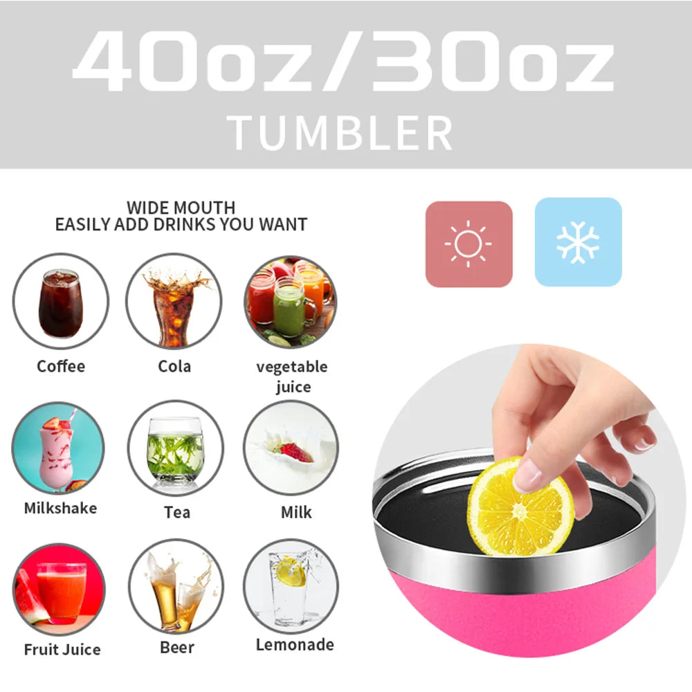 Vaso de acero inoxidable de 30 oz/40 oz, botella térmica de gran capacidad, termos dobles para mantener el frío, taza de regalo DIY