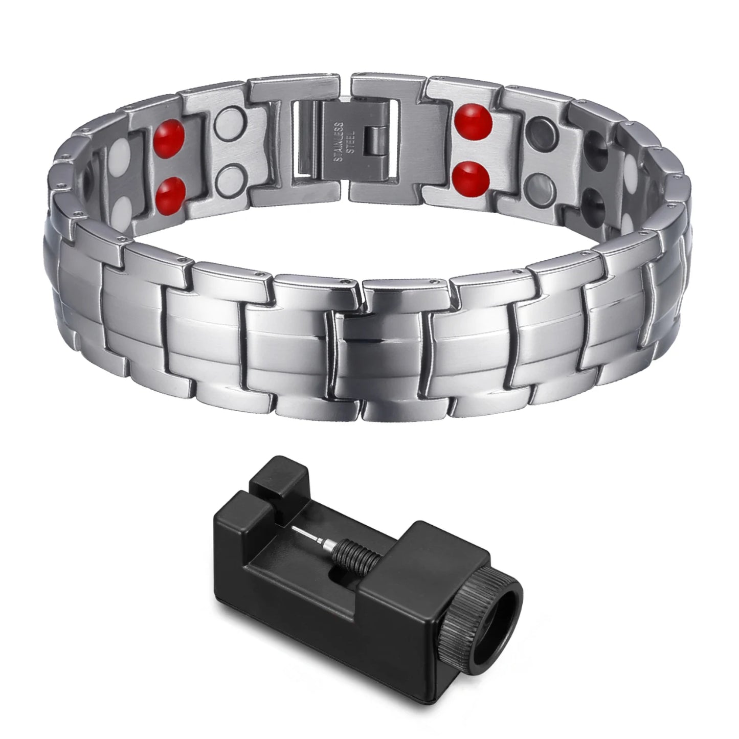 Pulseras magnéticas de cobre de alta resistencia para hombre con imanes de neodimio de doble fila, tamaño ajustable, ideal como regalo para parejas.