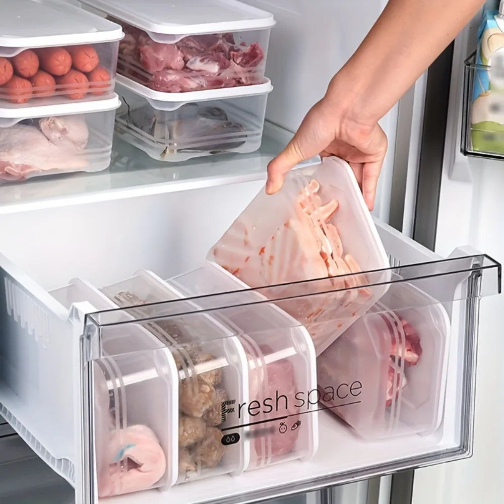 Juego de 3 cajas para conservar la frescura del refrigerador, para frutas y verduras, selladas para almacenamiento en el refrigerador, para acampar.