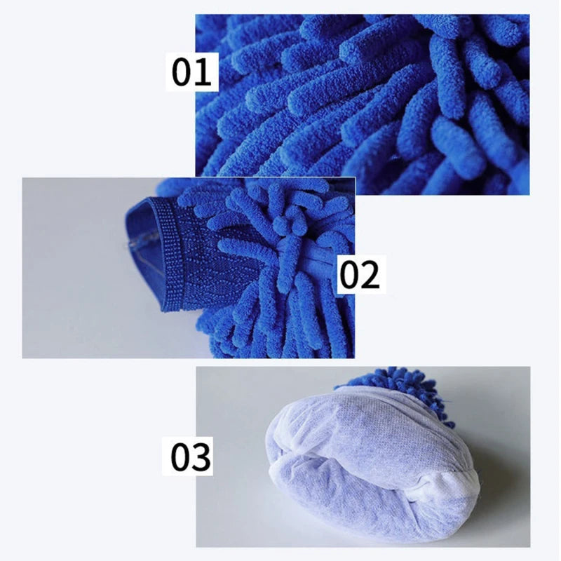 Guantes de lavado de autos Guante de chenilla Trapos de felpa Engrosados de doble cara Suministros para autos Herramientas de limpieza Accesorios para autos Detallado de autos