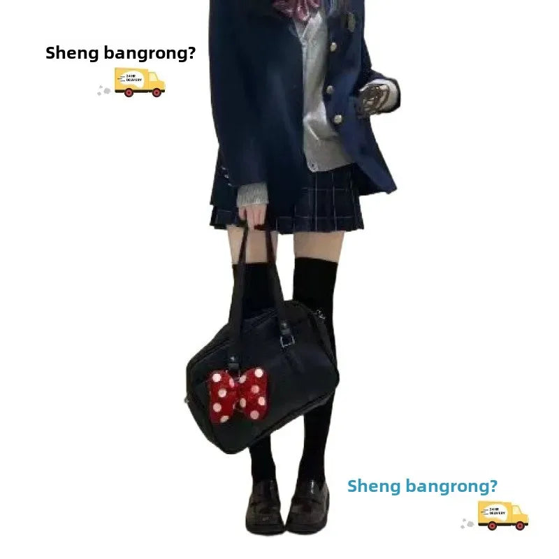Bolso de mano japonés de gran capacidad para mujer, estilo universitario sencillo, con forma de sobre de anime, de cuero suave.