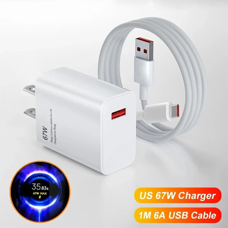 Cargador rápido turbo original Xiaomi de 67 W con enchufe UE/EE. UU., 6 A, 1/1,5/2 m, cable tipo C para Mi 11, 12, 13, 14 Ultra, Redmi K40S, K50 y Note 11 Pro