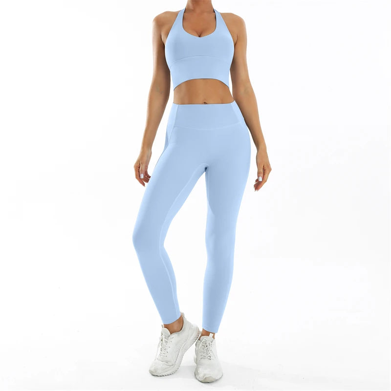 Conjunto deportivo Nude Feel Fitness para mujer, chándal sexy para yoga, ropa deportiva para gimnasio, leggings y ropa interior, ropa de entrenamiento para mujer