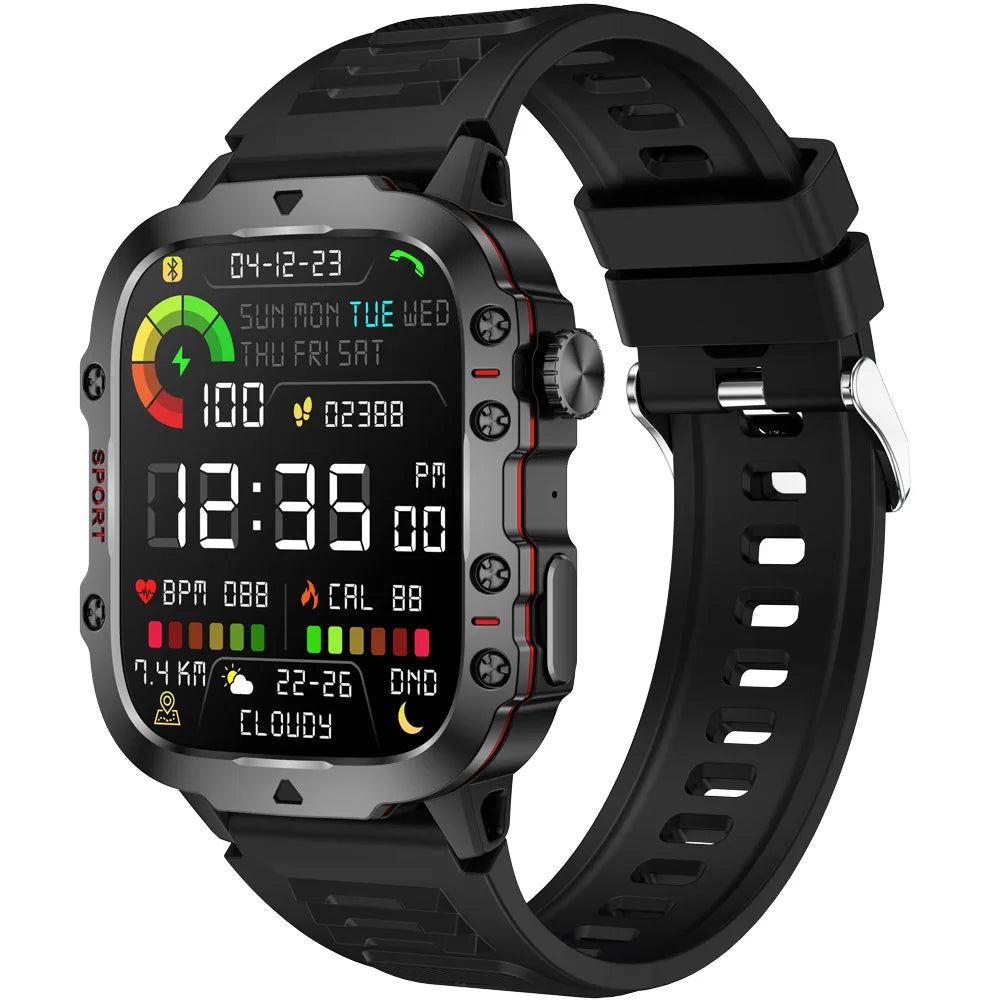 Reloj inteligente QX11 para hombre y mujer, pantalla grande de 1,96 pulgadas, HD, Bluetooth, llamadas SOS, asistente de voz, rastreador de actividad física deportivo