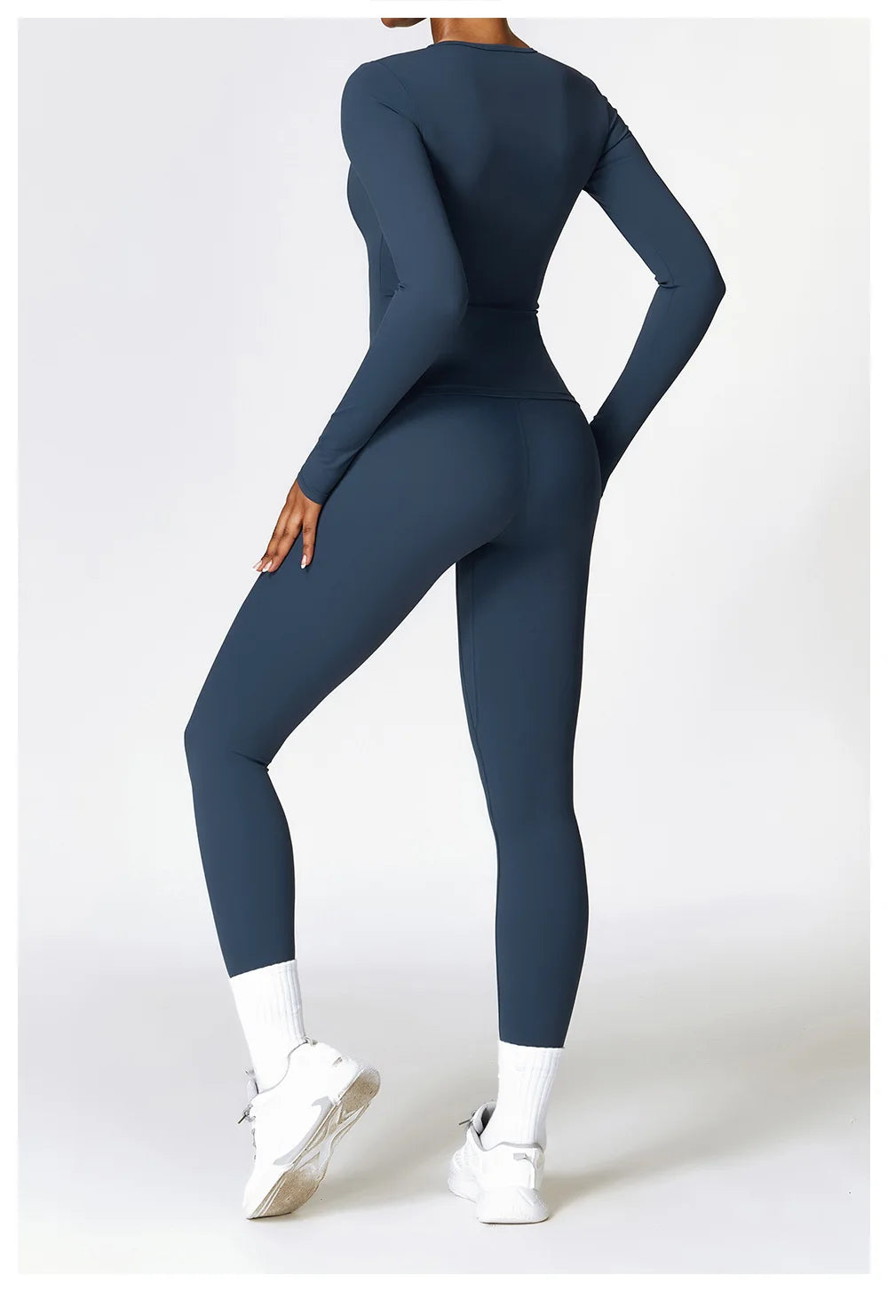 2PCS Seamless Yoga Set Women Workout Set Sportswear Gym Clothing Fitness Long Sleeve Crop Top High Waist Leggings Sports Suits