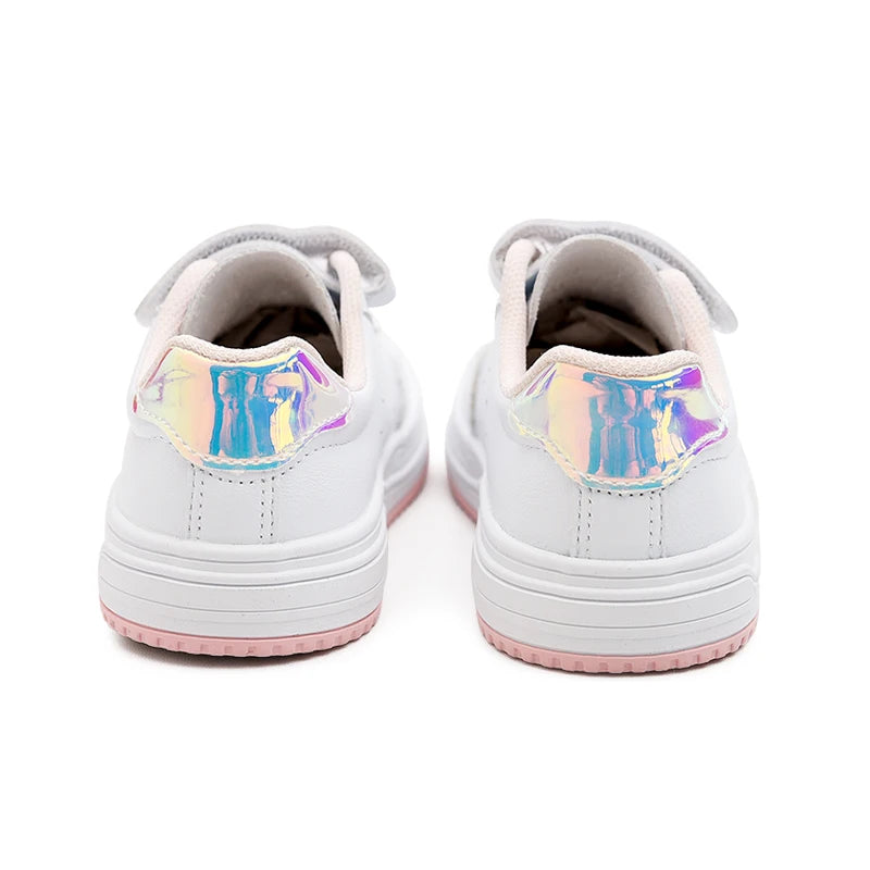 Zapatillas deportivas para niños, suela blanda y baja, para niñas, primavera y otoño 2025, nuevas, resistentes al desgaste, blancas, para niñas.