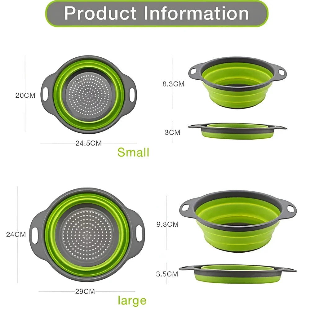 Colador plegable redondo, libre de BPA, cesta de drenaje para lavar frutas y verduras, colador de cocina, apto para lavavajillas.