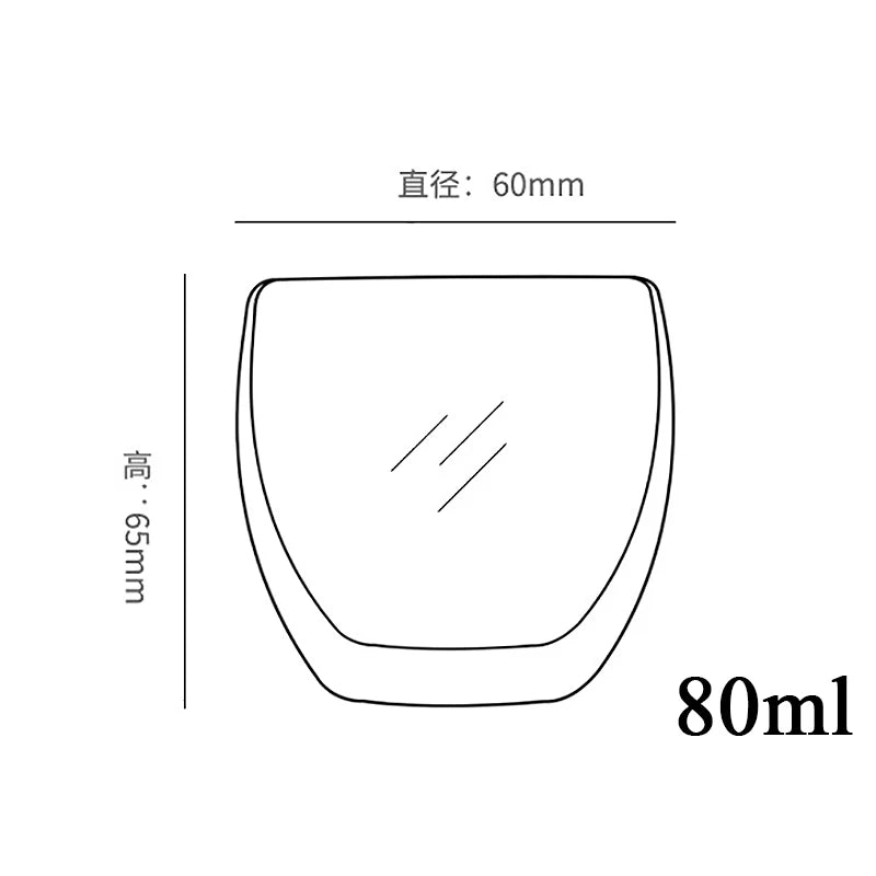 1-6 tazas de té de vidrio de doble pared transparente, hechas a mano, resistentes al calor, para bebidas saludables, café, leche, vasos de chupito aislados, regalo, 80-650 ml