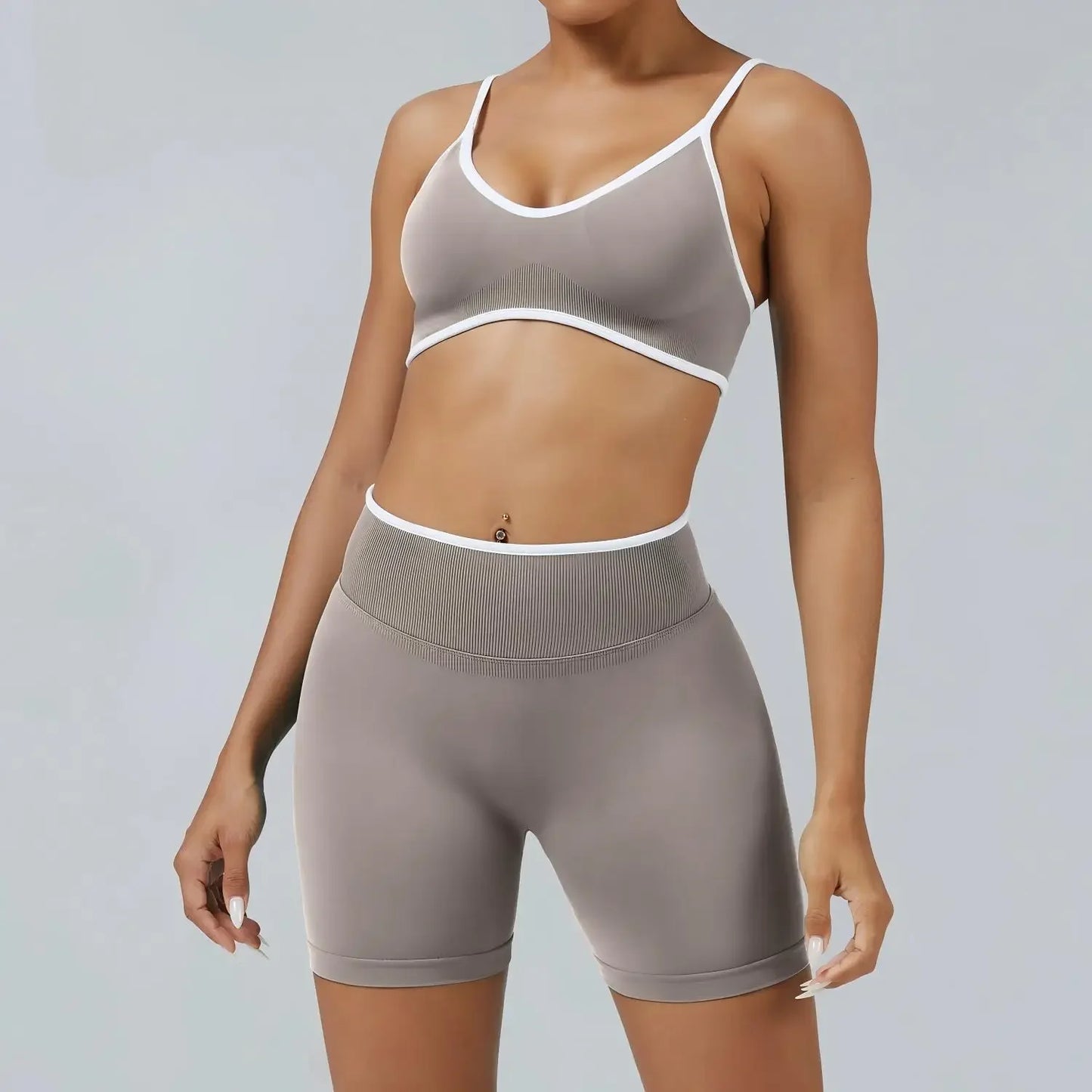 TEVEO Women's Sports Yoga Shorts Fitness Cycling Elastic Sports Pants Ignite Sculpt Scrunch Short Yoga Bra Set leggings