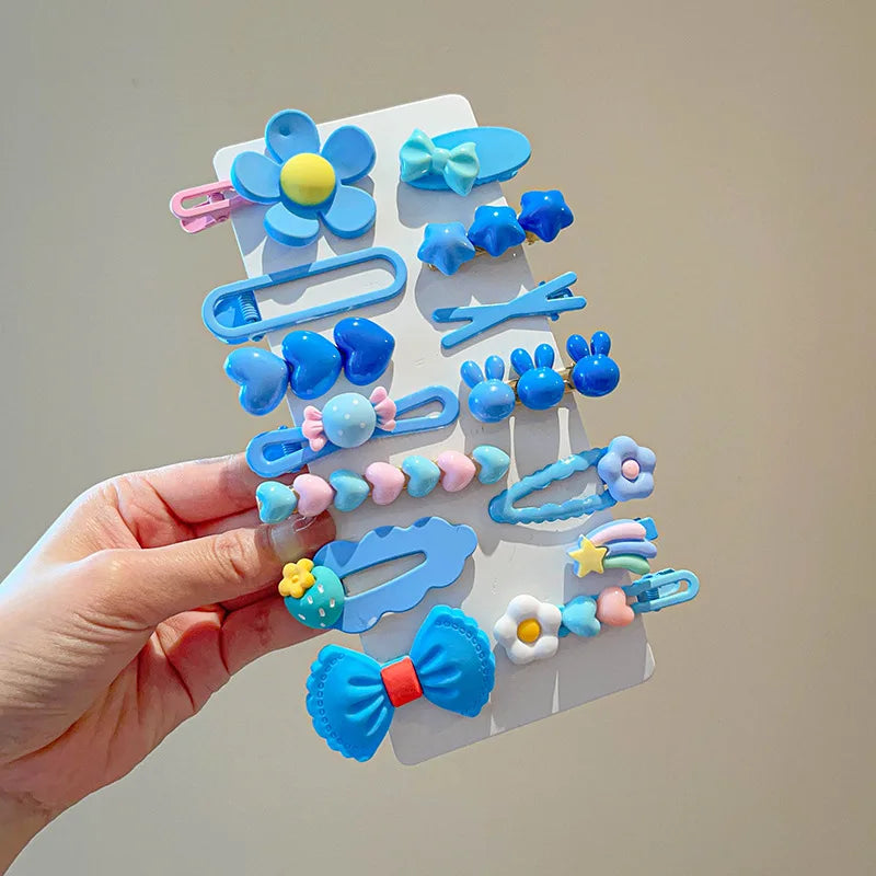 Juego de 14 accesorios para el cabello para niñas, horquillas con forma de flor, lazos, pinzas laterales, pasadores con forma de corazón de conejo, tocado para niñas.