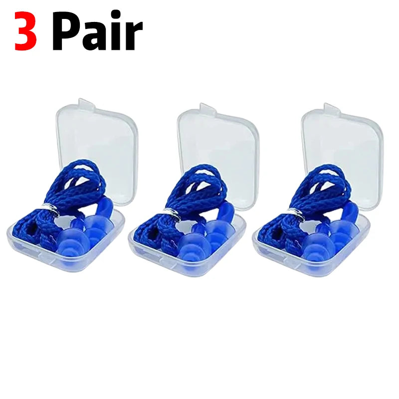 Tapones de silicona suaves con reducción de ruido y protección auditiva, reutilizables, con cordón de goma, para dormir, nadar, roncar y practicar deportes.