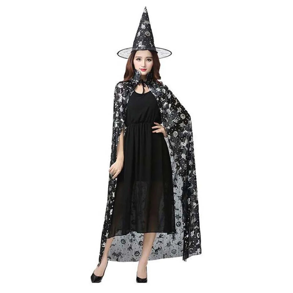 Masquerade Show Performance Costumes Halloween Cloak Sets Pumpkin Ghost Scary Costumes Bat Hat Cosplay Wizard Robe Adult