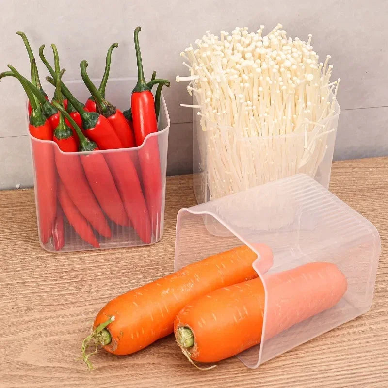 1/6 cajas de almacenamiento para puerta lateral de refrigerador, portátiles, para conservar verduras y frutas, de plástico de grado alimenticio para cocina.