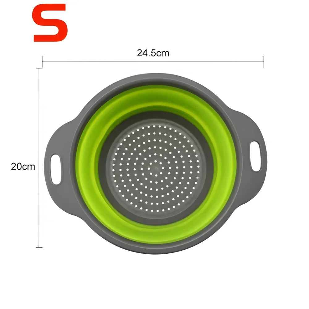 Colador plegable redondo, libre de BPA, cesta de drenaje para lavar frutas y verduras, colador de cocina, apto para lavavajillas.