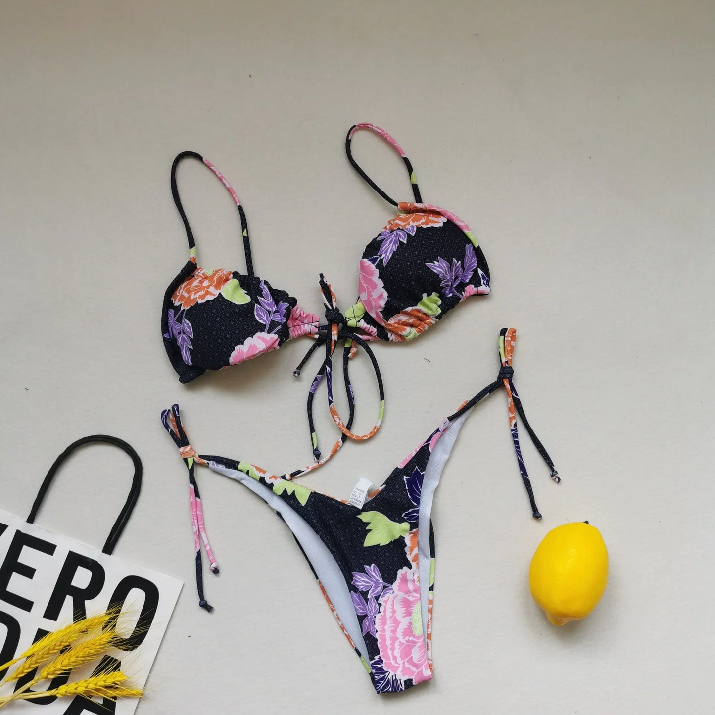 Bikini sexy de 21 colores para mujer, traje de baño liso con estampado floral de leopardo, conjunto de bikini de playa con tirantes y vendaje