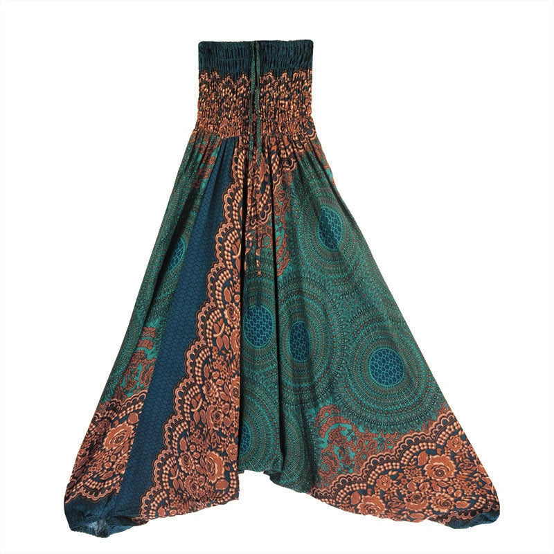 Bohemian Pants Women Pantalones Mujer Hippie High Waist Rayon Harem Baggy Boho Yoga Beach Wear Pour Femme Calca Feminina Printed