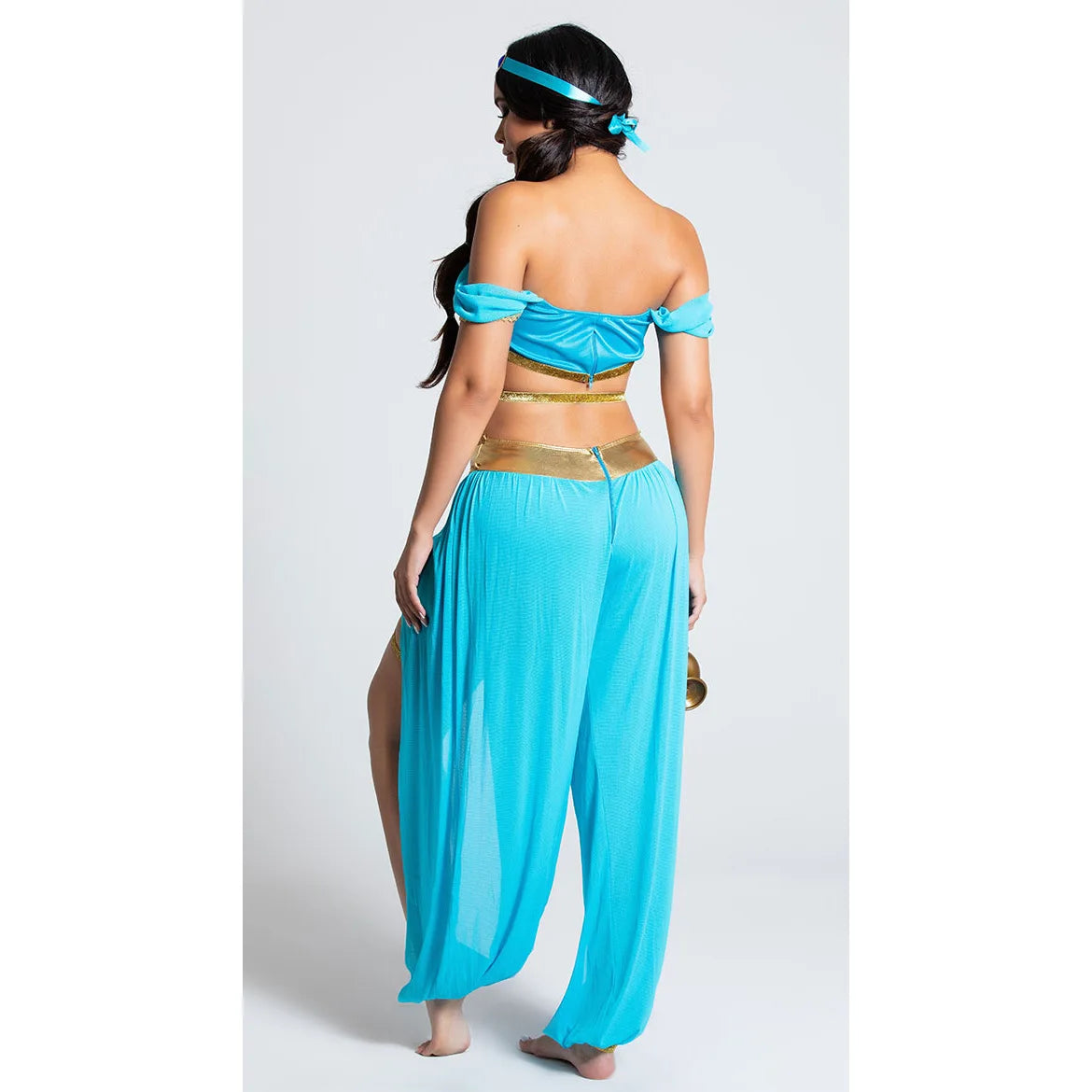 Halloween Fashion Sexy Sky Blue Aladdin Magic Lamp Jasmine Princess Dress Holiday Party Nightclub Stage Performance Costume New