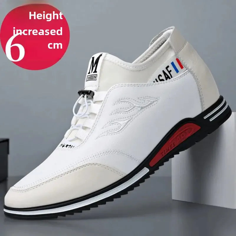 Zapatillas deportivas informales de moda para hombre, con aumento de altura invisible de 6 a 8 cm, de cuero auténtico, para verano.