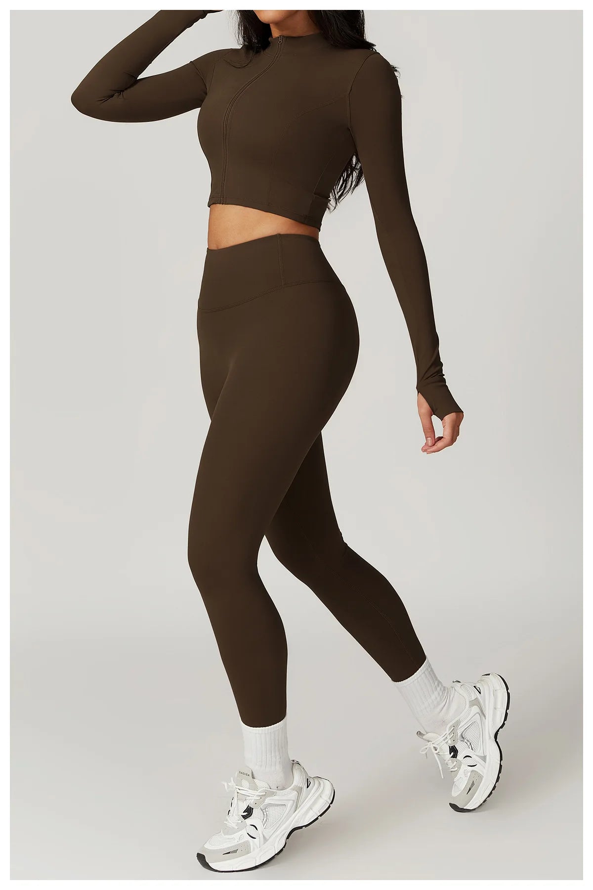 Conjunto de yoga de 3 piezas para mujer, conjuntos de entrenamiento, ropa deportiva para gimnasio, ropa deportiva con cremallera, leggings de manga larga y cintura alta, trajes deportivos, traje de yoga