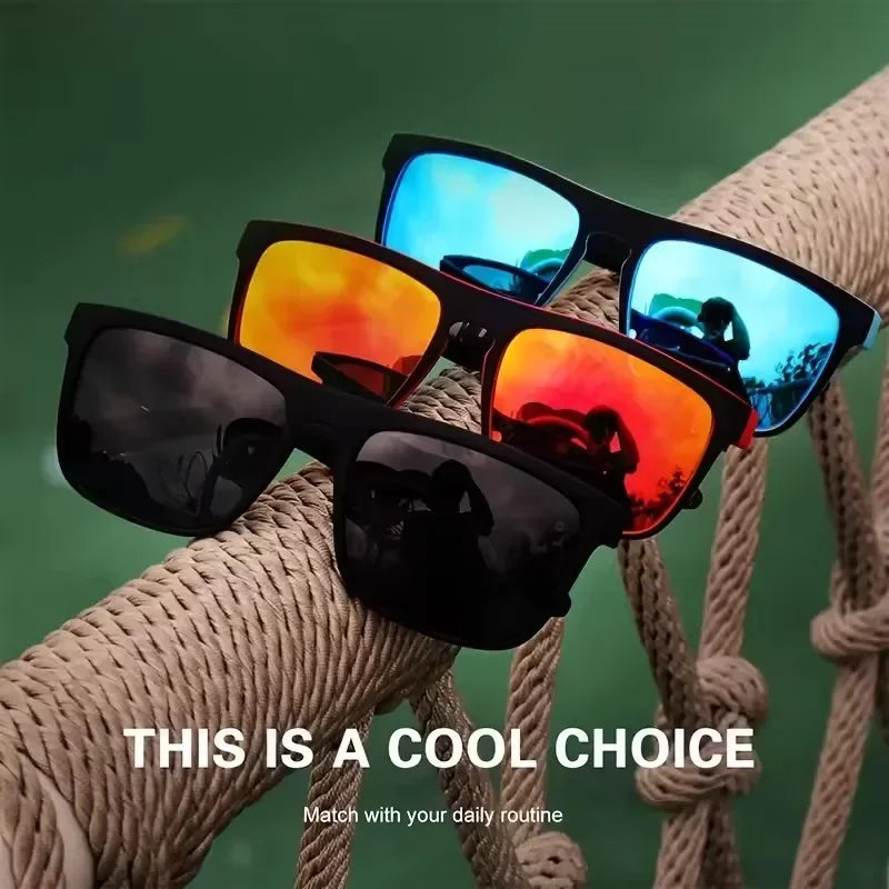 Gafas de sol deportivas de moda, polarizadas, con protección UV, personalizadas, con montura cuadrada de metal, para hombre y mujer, con protección UV400.