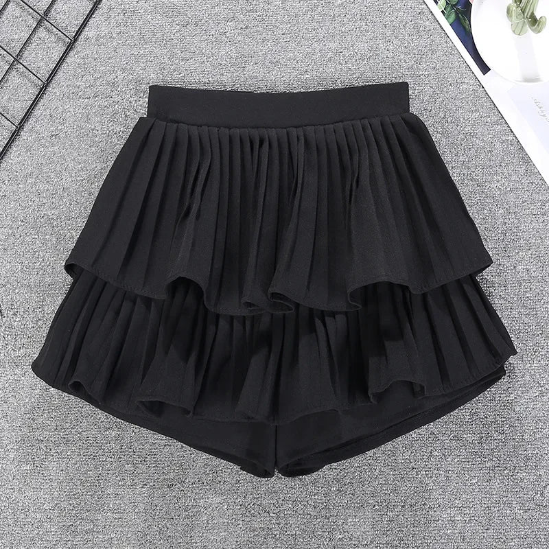 Minifalda con volantes escalonados, cintura alta, capas sueltas, falda corta de gasa, verano primavera, para mujer, atuendo suave de chica hada