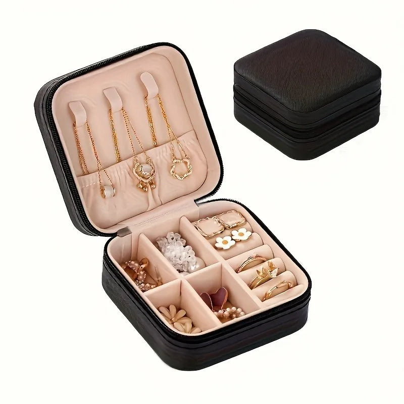 Un organizador portátil para cajas de viaje para joyas, bolsas de almacenamiento, anillos, aretes, collares y pulseras: el regalo perfecto para mujeres.
